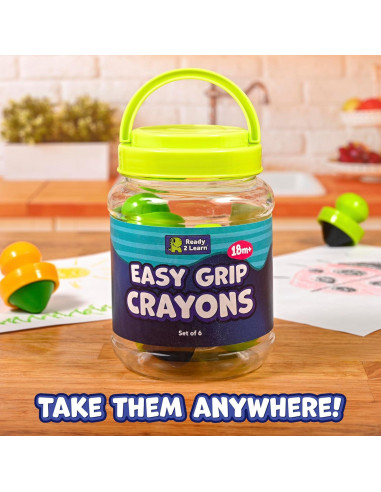 Crayones de Agarre Fácil READY 2 LEARN - 6 Colores No Tóxicos