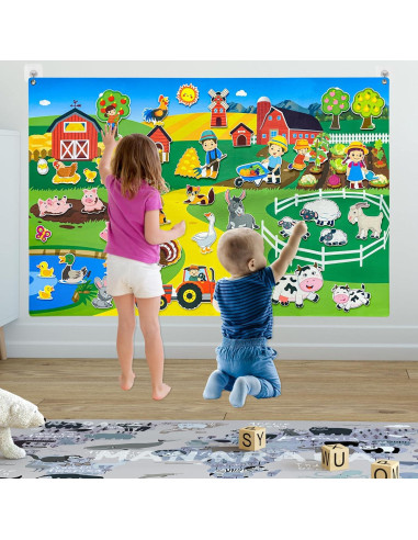 Juego de Tablero de Fieltro PENGFULL 111.76x71.12 cm Animales
