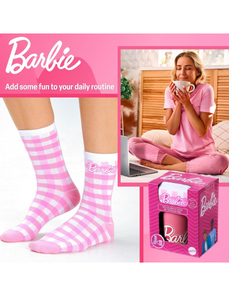 Juego de Taza y Calcetines de Barbie para Mujeres 10.5oz Juego de Taza y Calcetines de Barbie para Mujeres 10.5oz