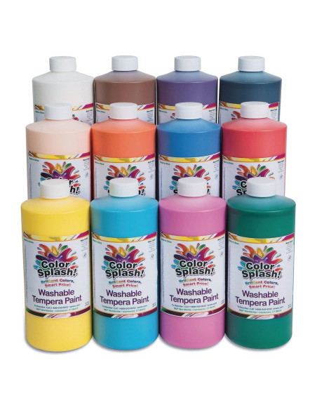 Pintura Tempera Lavable S&S Worldwide 12 Colores 16 oz Pintura Tempera Lavable S&S Worldwide 12 Colores 16 oz