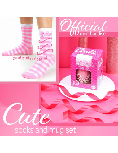 Juego de Taza y Calcetines de Barbie para Mujeres 10.5oz