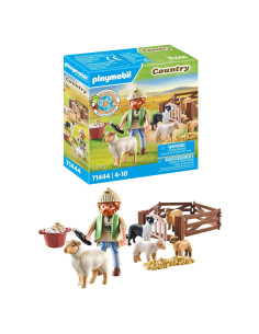 PLAYMOBIL Pastor con Rebaño de Ovejas y Perro Border Collie