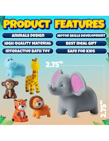 Mini Juguetes de Baño Bedwina - 12 Animales de Zoológico