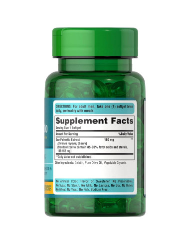 Extracto de Saw Palmetto Puritan's Pride 160mg 60 Cápsulas