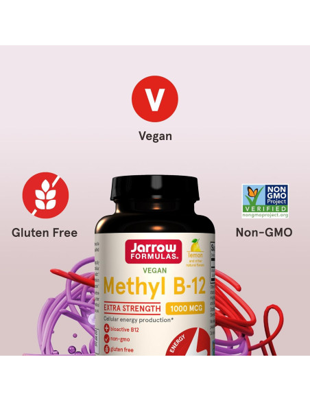Suplemento Dietético Jarrow Formulas B-12 Metil 1000 mcg 100 Tabletas Masticables Sabor Limón Suplemento Dietético Jarrow Formulas B-12 Metil 1000 mcg 100 Tabletas Masticables Sabor Limón