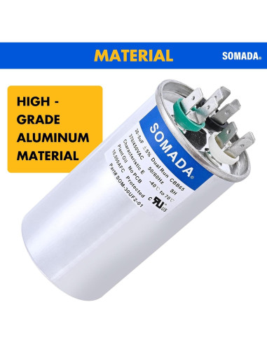 Paquete de 2 Capacitores CBB65 30+5uF 370V para Aire Acondicionado