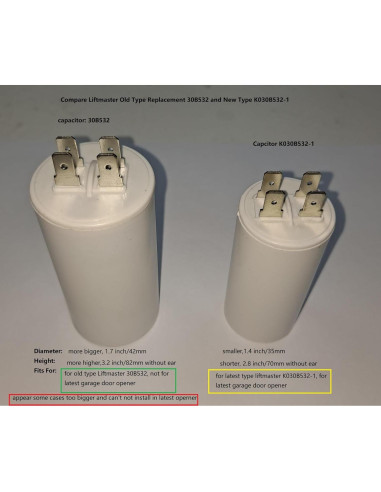 Capacitor 55 MFD para abridor de puerta de garaje LiftMaster