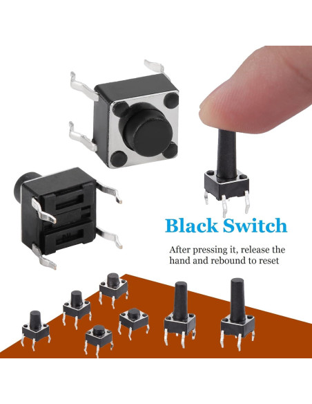 Kit de 180 Interruptores Táctiles OCR 10 Valores 6x6mm Kit de 180 Interruptores Táctiles OCR 10 Valores 6x6mm
