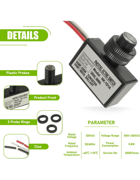 Sensor de Luz Fotocélula EPLZON 3 Unidades IP65 Automático Sensor de Luz Fotocélula EPLZON 3 Unidades IP65 Automático