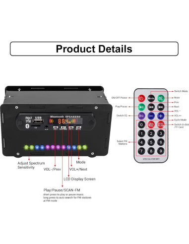Kit de Altavoz Bluetooth DIY BANRIA con Pantalla Digital y Radio FM