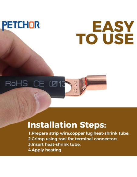 140 Conectores de Terminal de Cable de Cobre PETCHOR AWG 4-10 140 Conectores de Terminal de Cable de Cobre PETCHOR AWG 4-10