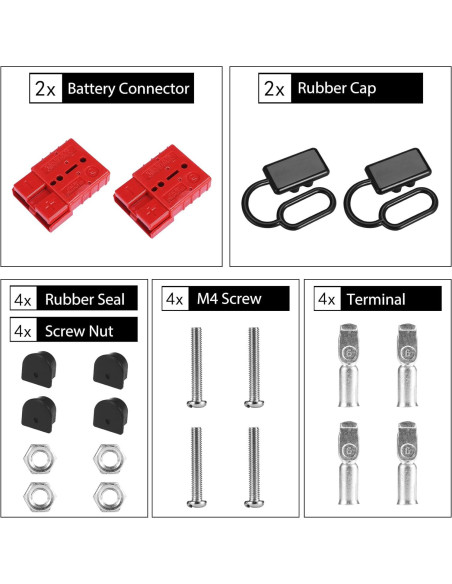 Conector Rápido de Batería MUYI 50A 6-10 Gauge Rojo - 2 Piezas Conector Rápido de Batería MUYI 50A 6-10 Gauge Rojo - 2 Piezas