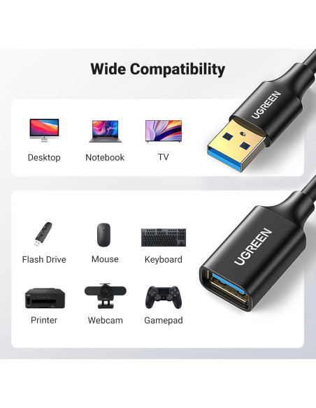 UGREEN Extensor USB 3.0 Macho a Hembra 3.05 m Alta Velocidad UGREEN Extensor USB 3.0 Macho a Hembra 3.05 m Alta Velocidad