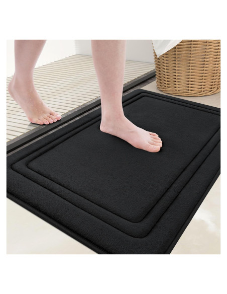 Alfombra de Baño Grandaily 76x51 cm Espuma de Memoria Negra Alfombra de Baño Grandaily 76x51 cm Espuma de Memoria Negra