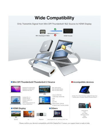 Adaptador Mini DisplayPort a HDMI 4K iVANKY 60Hz Plata