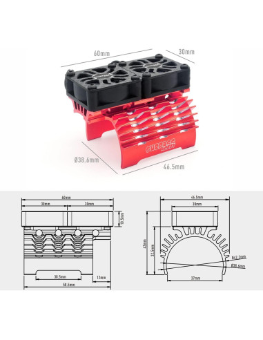 Ventilador de Refrigeración RC Doble 30mm Surpass Hobby 27000RPM