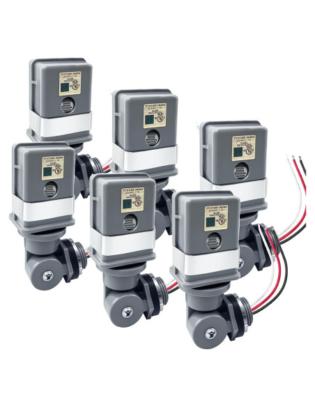 Paquete de 6 Sensores Fotocélula Impermeables 120V CA para Exterior Paquete de 6 Sensores Fotocélula Impermeables 120V CA para Exterior