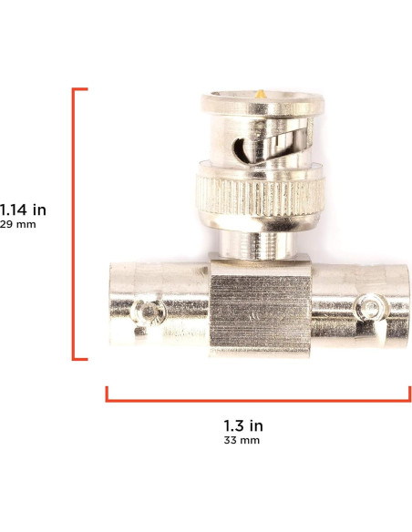 Adaptador T BNC THE CIMPLE CO - Divisor Coaxial 1 Macho a 2 Hembras - Paquete de 4 Adaptador T BNC THE CIMPLE CO - Divisor Coaxial 1 Macho a 2 Hembras - Paquete de 4