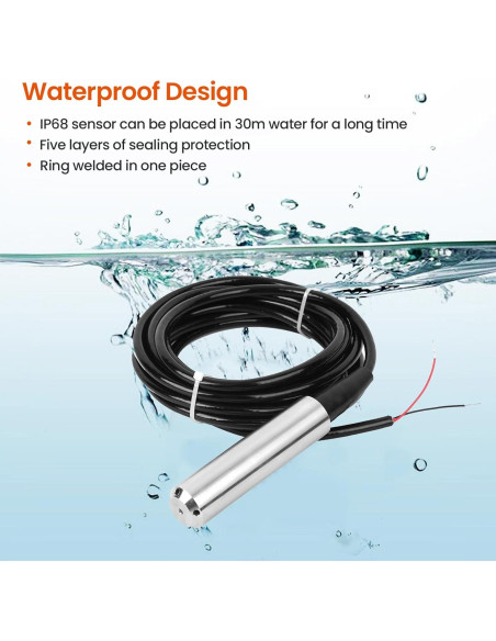 Sensor de Nivel de Agua EIMSOAH 0-4m 24VDC 4-20mA IP68 Sensor de Nivel de Agua EIMSOAH 0-4m 24VDC 4-20mA IP68