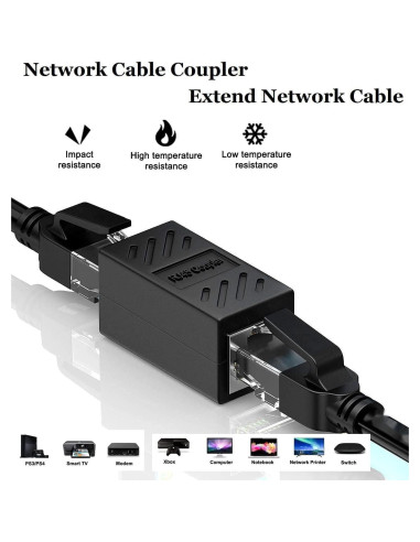 Acoplador RJ45 Femenino a Femenino DESOFICON 3 Piezas Negro