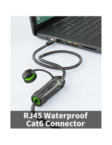 Conector RJ45 Danfetsoy IP68 a Prueba de Agua 25cm Cat6