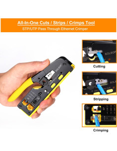 Kit de Crimpado RJ45 Solsop con Probador y 100 Conectores 2