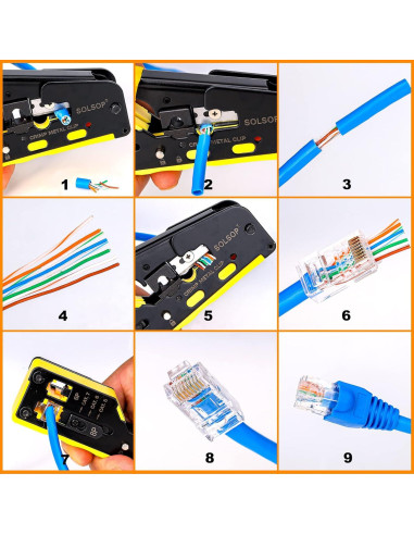 Kit de Crimpado RJ45 Solsop con Probador y 100 Conectores