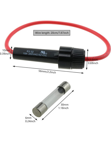 Soporte de Fusible en Línea LUORNG 250V con 5 Fusibles 6x30mm