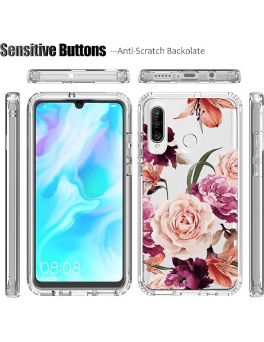Funda Huawei P30 Lite/Nova 4E con Protector Vidrio Templado Floral