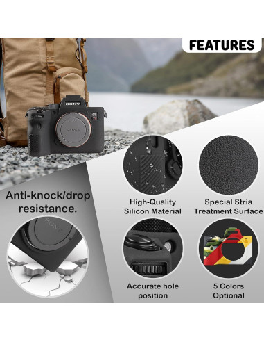 Funda de cámara STSEETOP para Sony A7RIV A7R4 - Silicona Negra