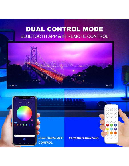 Tira LED COB RGB 12V 3m AXMOTUT con control APP y música Tira LED COB RGB 12V 3m AXMOTUT con control APP y música