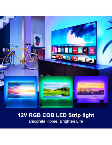 Tira LED COB RGB 12V 3m AXMOTUT con control APP y música