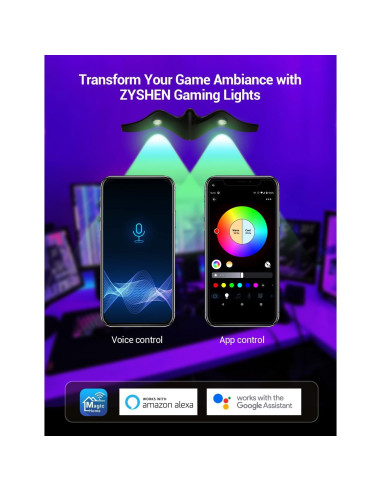 Luz de Pared LED RGB Inteligente ZYSHEN - Control APP y Voz