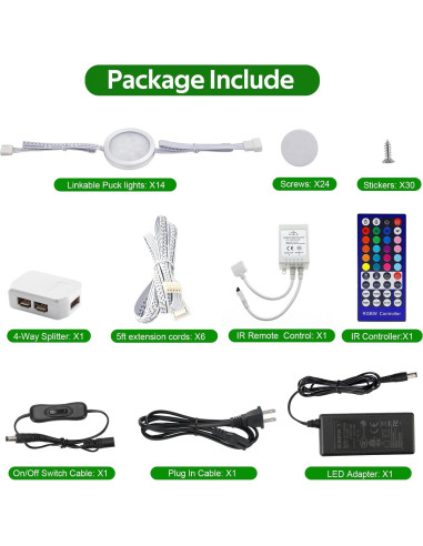Kit de Iluminación LED RGB+Blanco Diurno AXMVEZ 14 Luces