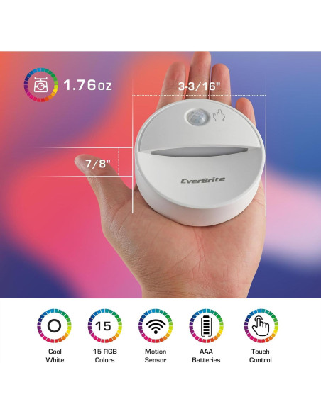 Luz Nocturna LED EverBrite con Sensor de Movimiento RGB - 6 Pzs Luz Nocturna LED EverBrite con Sensor de Movimiento RGB - 6 Pzs