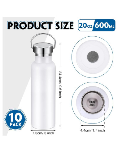 Paquete de 10 Botellas de Agua Aisladas Mimorou 591 ml