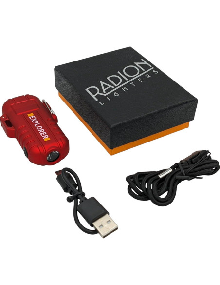 Encendedor Eléctrico Doble Arco Radion Rojo Recargable USB Encendedor Eléctrico Doble Arco Radion Rojo Recargable USB