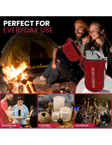 Encendedor Eléctrico Doble Arco Radion Rojo Recargable USB