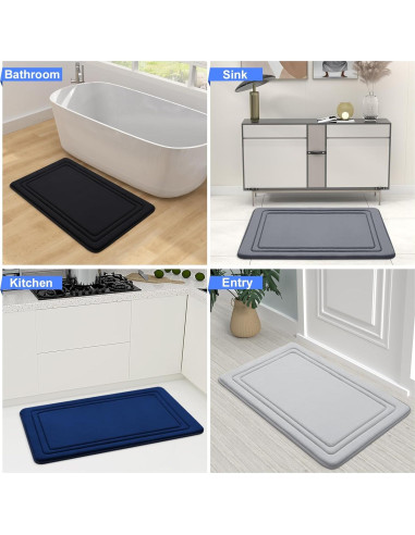 Alfombra de Baño Grandaily 76x51 cm Espuma de Memoria Negra