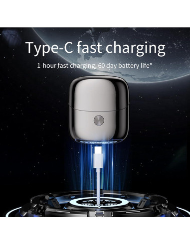 Afeitadora Eléctrica Mini Portátil LAIKME Gris - Doble Cabezal IPX7