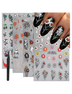 Calcomanías de Uñas de Halloween DAJIJIYOU - 4 Hojas 3D