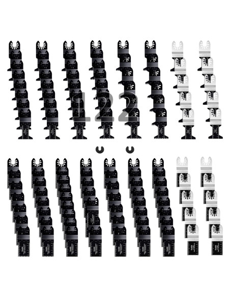 Kit de 122 Cuchillas de Sierra Oscilante Hanida para Madera y Metal Kit de 122 Cuchillas de Sierra Oscilante Hanida para Madera y Metal