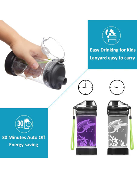Botella de Agua Attivolife Dragón 396.9 ml LED 7 Colores Botella de Agua Attivolife Dragón 396.9 ml LED 7 Colores