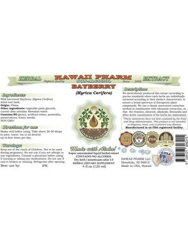 Extracto Líquido de Bayberry Sin Alcohol Hawaii Pharm 59 ml