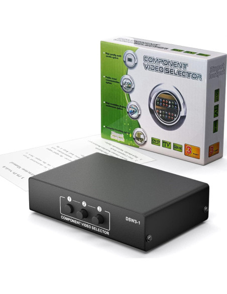Conmutador AV Componente 3 en 1 LUKFOCAB 1080P 5 RCA Conmutador AV Componente 3 en 1 LUKFOCAB 1080P 5 RCA