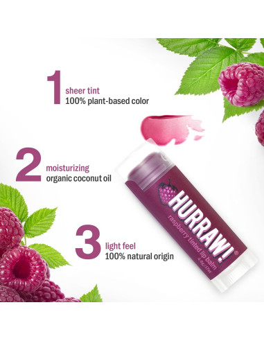 Bálsamo Labial Tinte de Frambuesa Hurraw! 4.8g x2 Orgánico