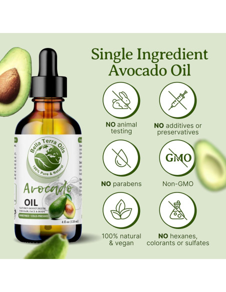Aceite de Aguacate Bella Terra 60ml - 100% Puro y Natural Aceite de Aguacate Bella Terra 60ml - 100% Puro y Natural