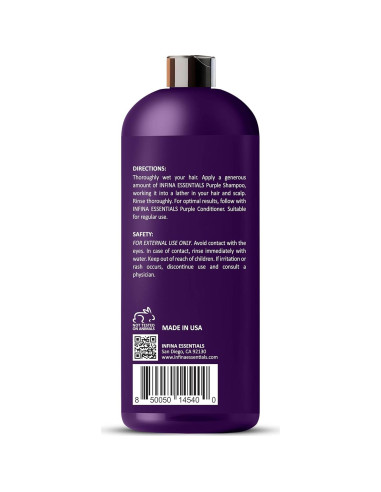 Champú Púrpura INFINA ESSENTIALS 473 ml para Cabello Rubio y Gris