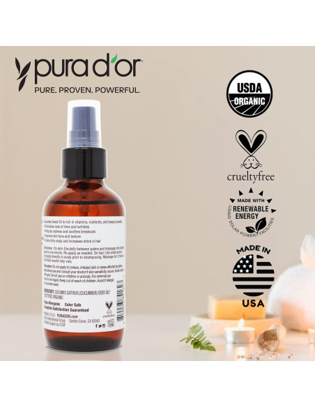 Aceite de Semilla de Pepino Orgánico Pura D'Or 118 ml Hidratante Aceite de Semilla de Pepino Orgánico Pura D'Or 118 ml Hidratante