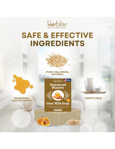 Jabón Natural de Leche de Cabra Herblov 113g con Avena y Miel Jabón Natural de Leche de Cabra Herblov 113g con Avena y Miel